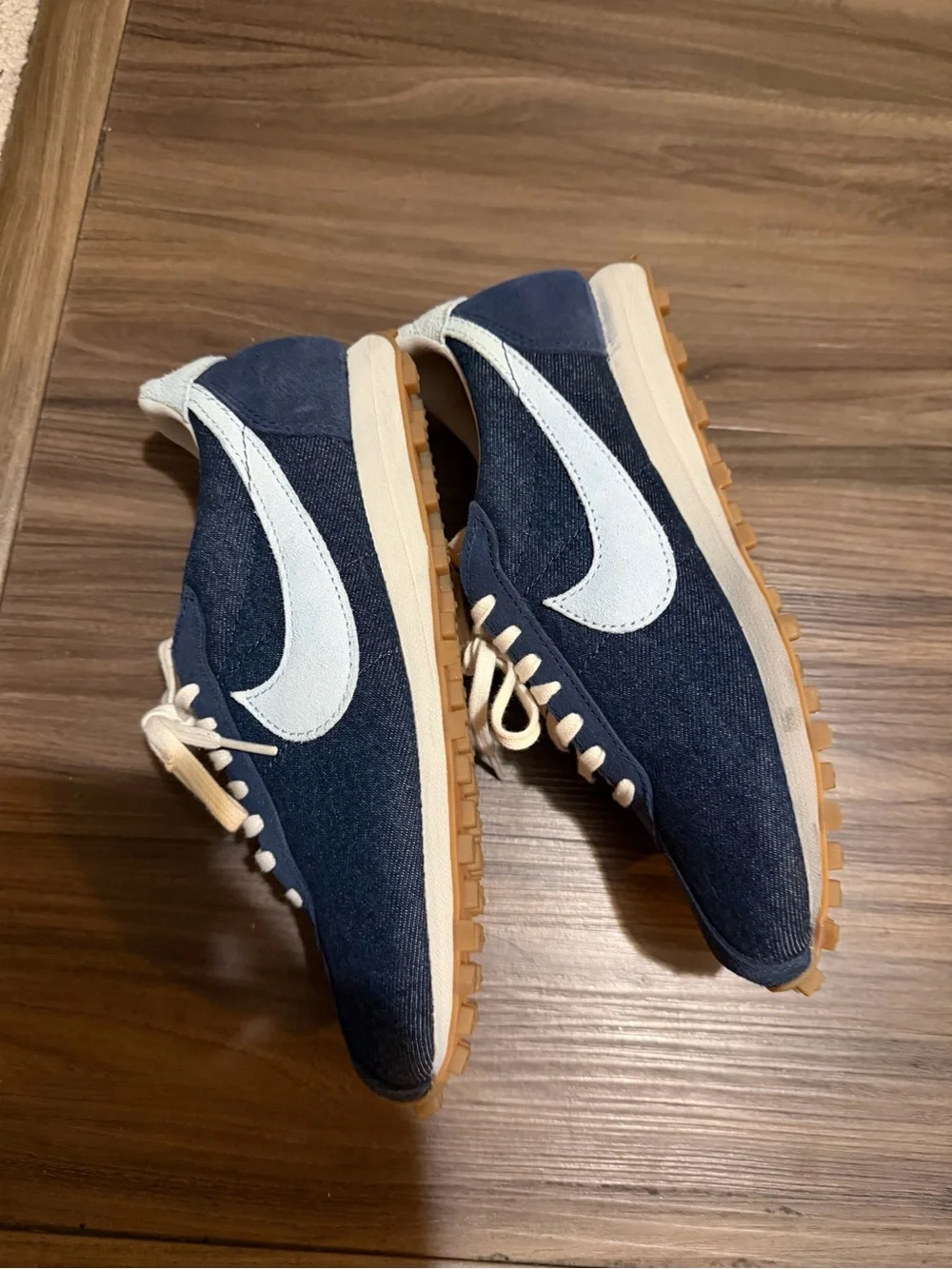 Nike Women’s Navy Denim Suede Sneakers with Cream Laces